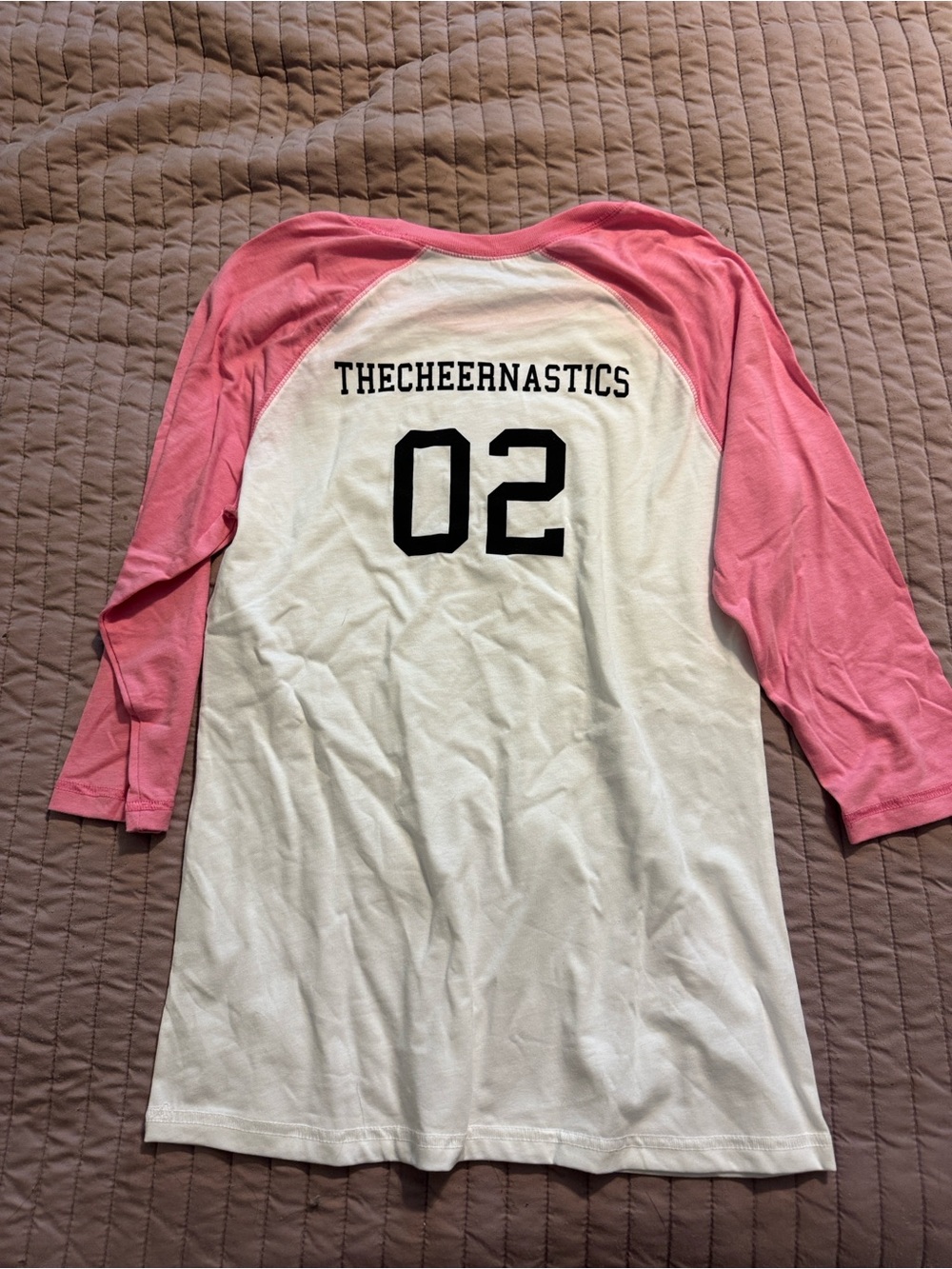 District Pink & White Raglan '02' Cheer Top